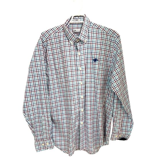Peter Millar Disney Collection Mens L L/S Button-Down Plaid Shirt Red/White/Blue - Picture 1 of 8